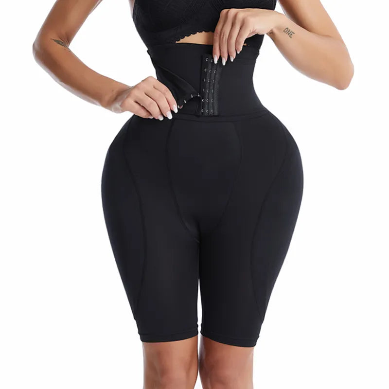 High Waist Trainer Body Shapewear with Butt Pads Black Color