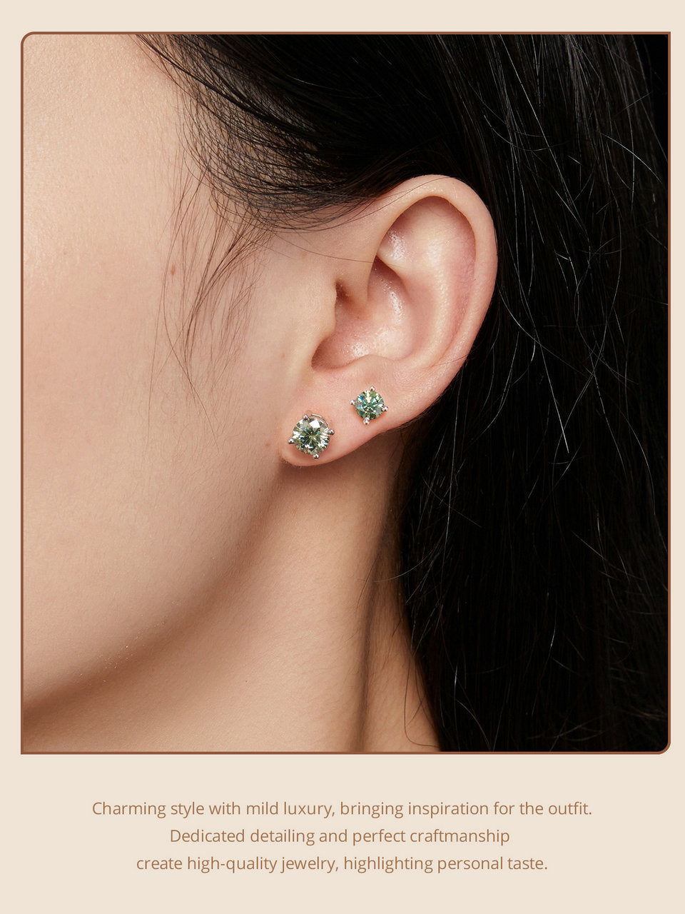 Moissanite Earrings (Silver | Green)