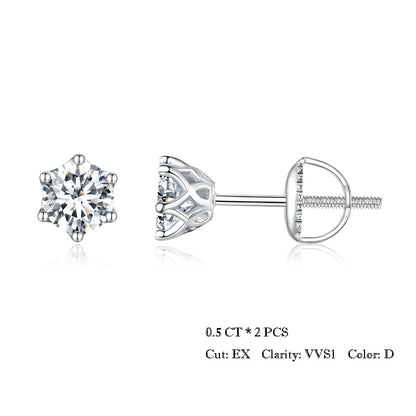 Moissanite Stud Earrings, Brilliant Round Cut