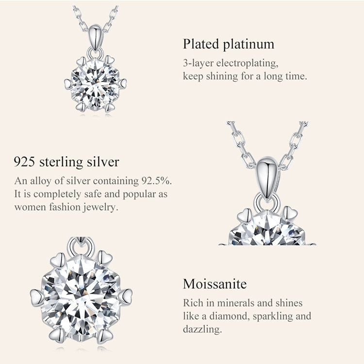 1 Carat Moissanite Pendant with Sterling Sliver Necklace (Silver | Gold | Rose Gold) - Charmadise