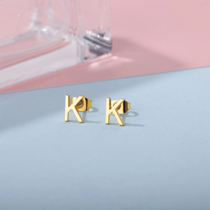 Minimalist Initial Letter Studs Earrings (Water Proof Jewellery)