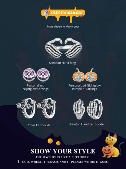 Luminous Halloween Skeleton Stud Earrings (925 Sterling Silver)