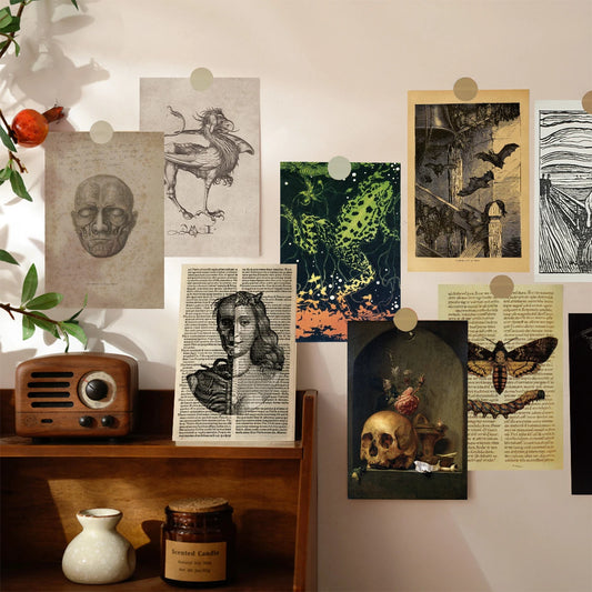 50pcs Vintage Poster Wall Collage | Dark Academia Aesthetic Decor