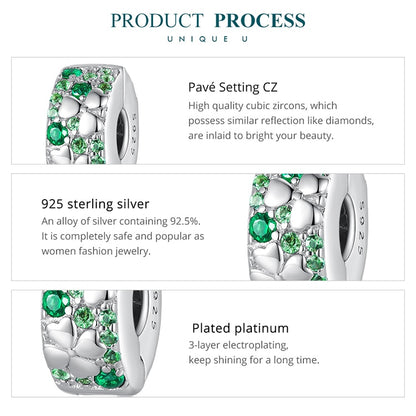 Green Zircon Four-leaf-clover Round Clip - Charmadise