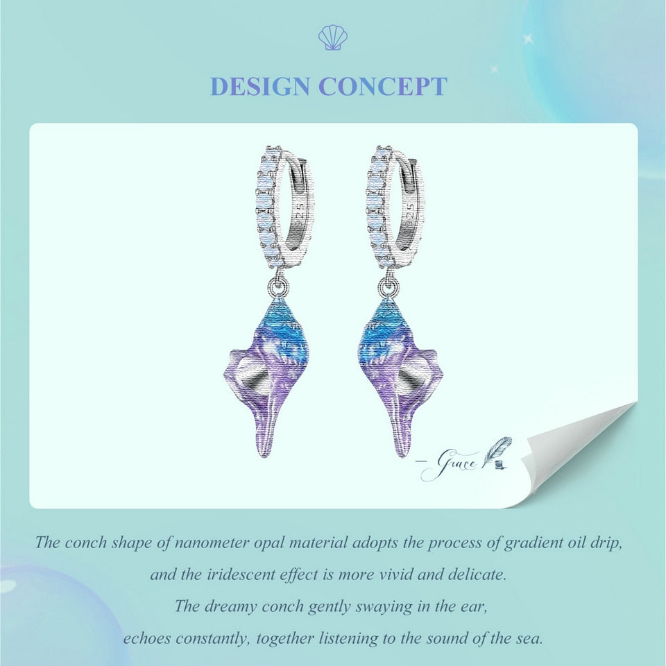 Dreamy Gradual Blue Conch Earrings - Charmadise