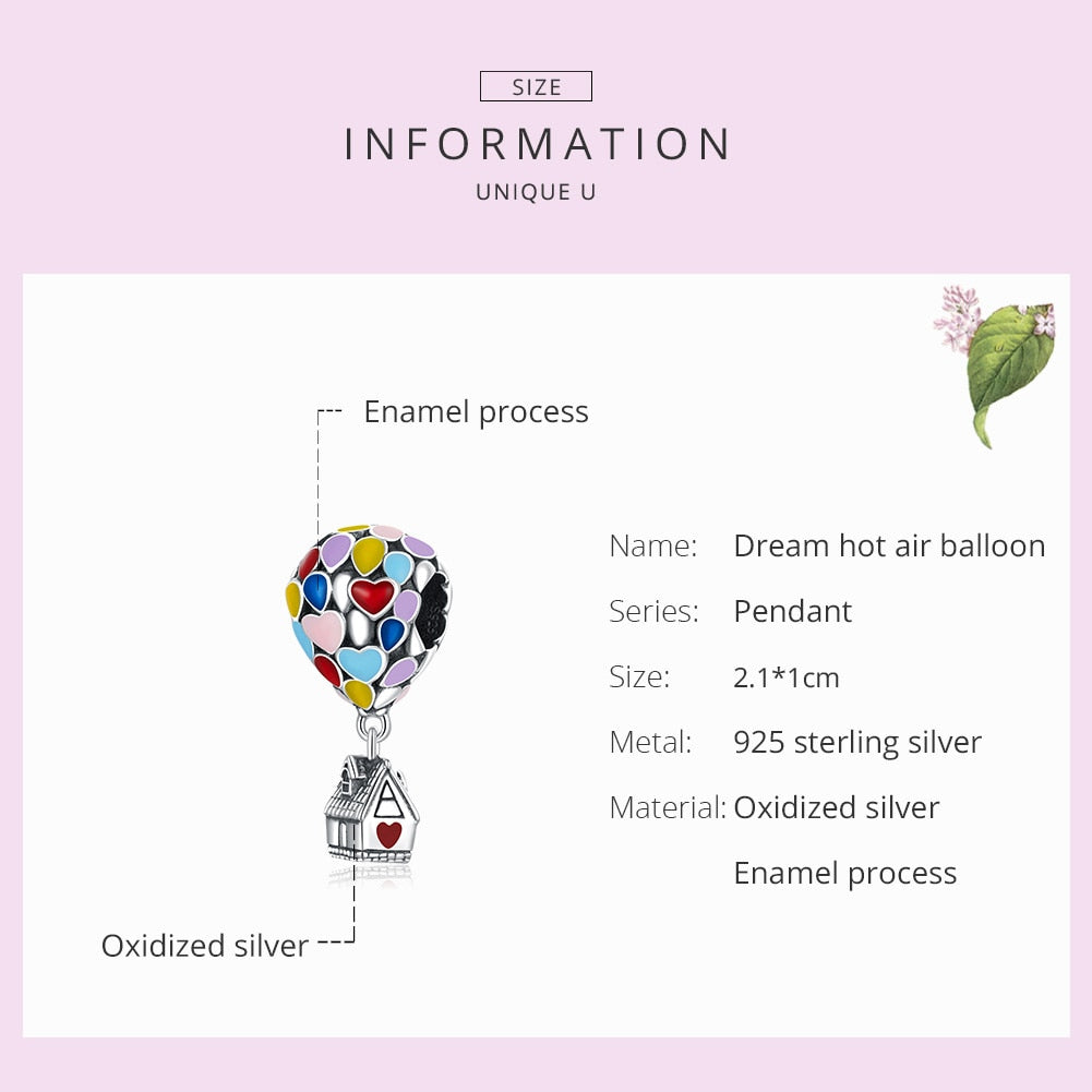 Enamel Colorful Hot Air Balloon Pendant Charm