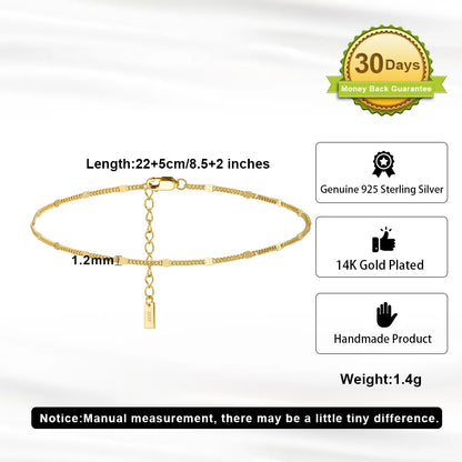 14K Gold Plated Italian Cuban Chain Anklet measurements