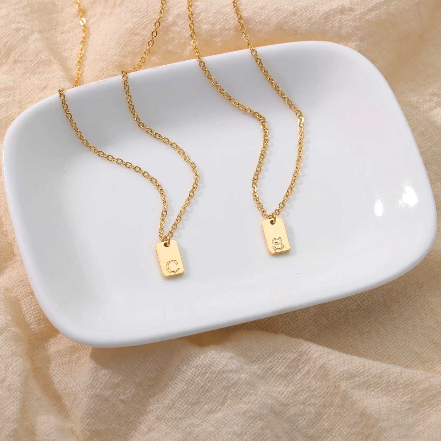 Petite Golden Monogram Charm Necklace (14k Gold Initial Necklace)