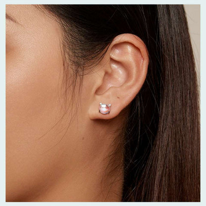 Cat Moonstone Sliver Ear Studs - Charmadise