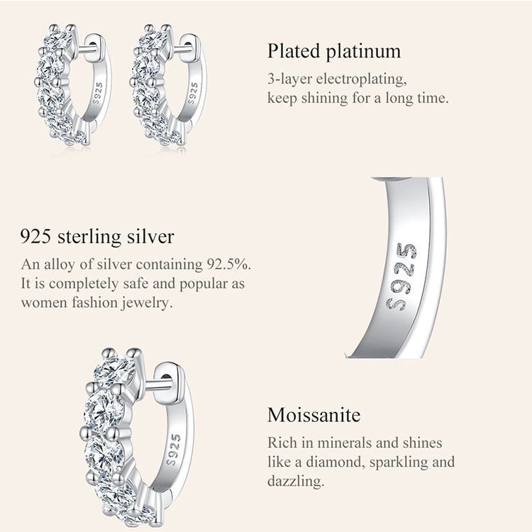 Brilliant 3.5mm Round Moissanite 925 Sterling Silver Hoop Earrings - Charmadise