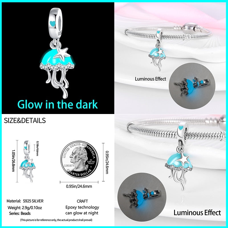 Jellyfish Luminous Charm Beads (Glows in the dark) - Charmadise