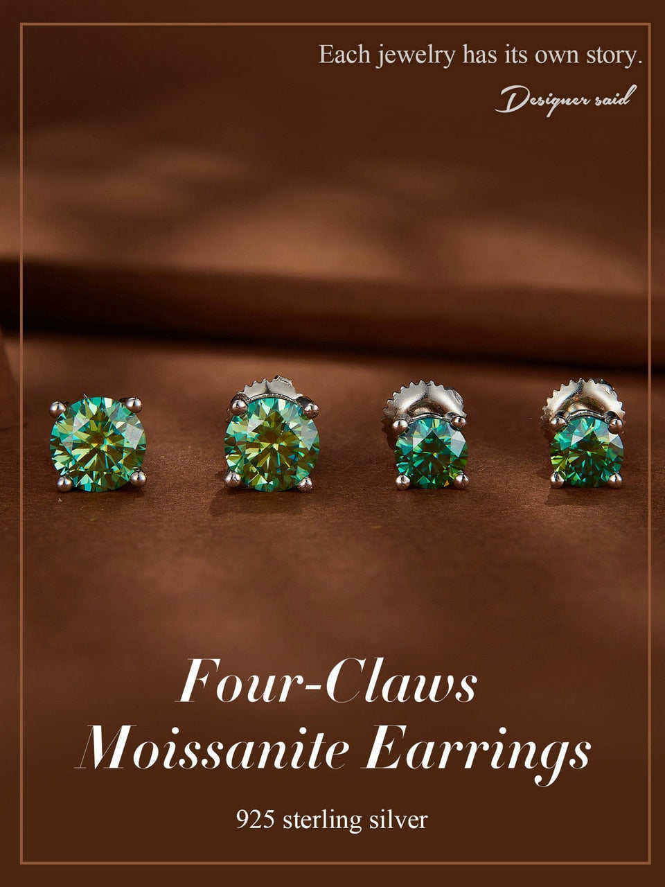 Moissanite Earrings (Silver | Green)