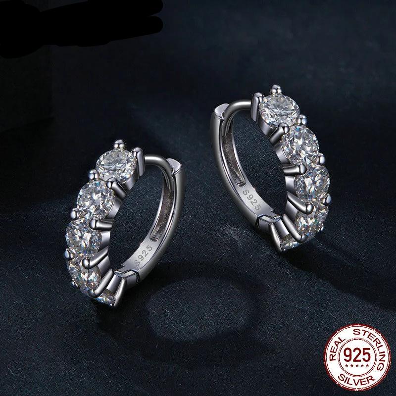 Brilliant 3.5mm Round Moissanite 925 Sterling Silver Hoop Earrings - Charmadise