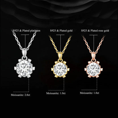 1 Carat Moissanite Pendant with Sterling Sliver Necklace (Silver | Gold | Rose Gold) - Charmadise