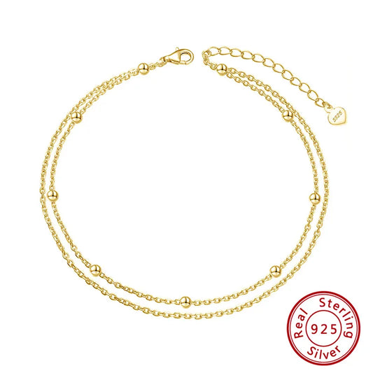 Gold Layered Satellite & Cable Chain Anklets