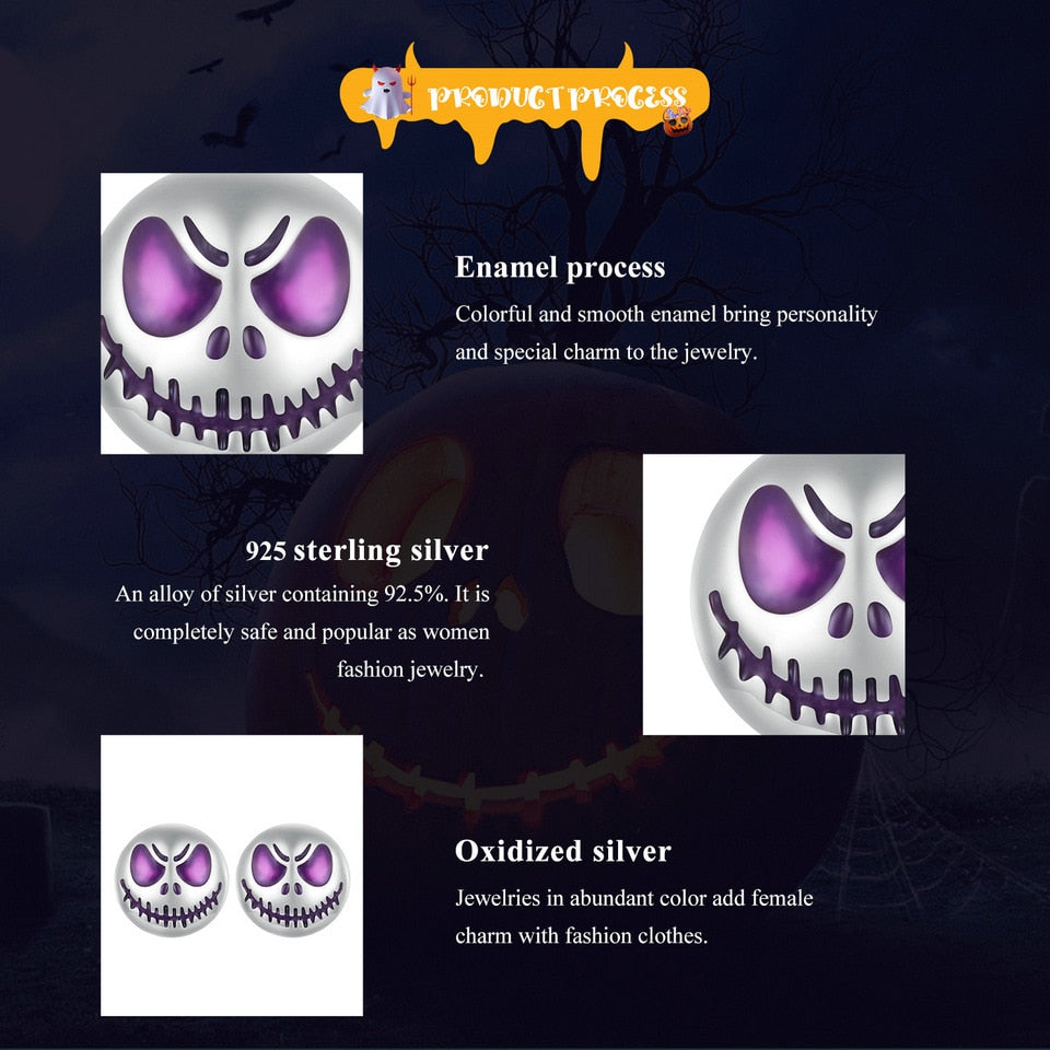 Luminous Halloween Skeleton Stud Earrings (925 Sterling Silver)