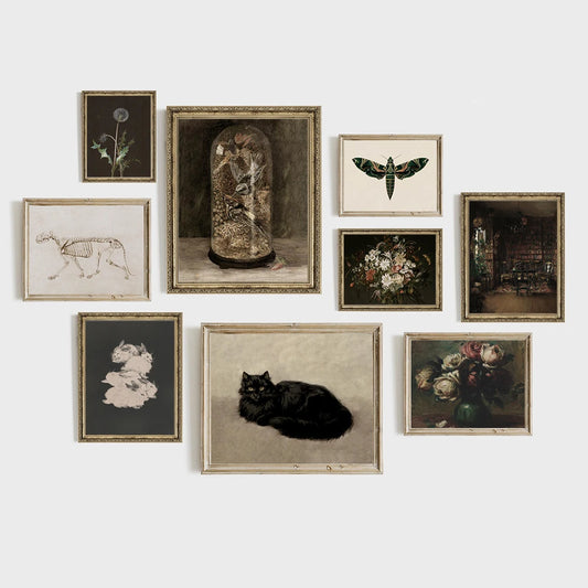 Vintage Moody Canvas Poster Nature Prints | Dark Academia Wall Decor