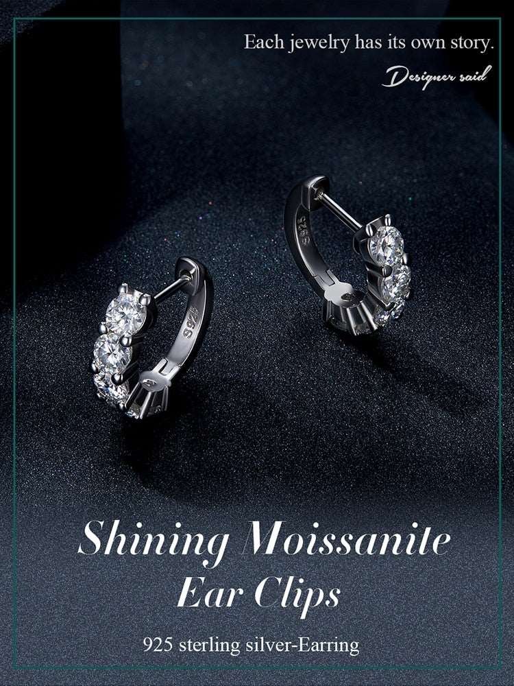 Brilliant 3.5mm Round Moissanite 925 Sterling Silver Hoop Earrings - Charmadise