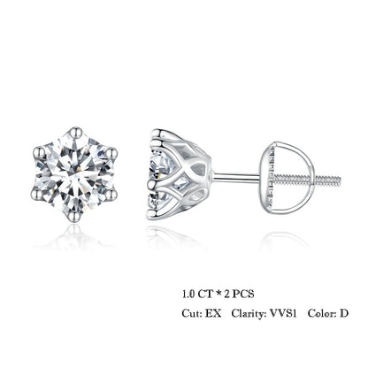 Moissanite Stud Earrings, Brilliant Round Cut