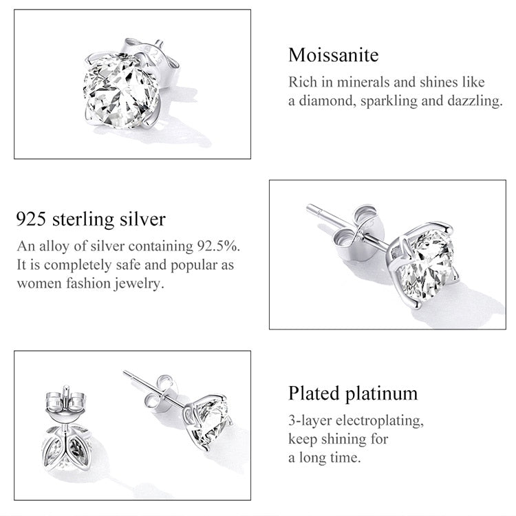 Dazzling Moissanite Stud Earrings (0.5CT | 1.0CT) - Charmadise