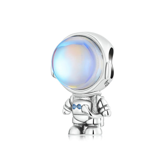 The Cute Astronaut Rainbow Moonstone Charm Pendant - Charmadise