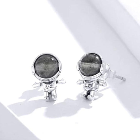 Moonstone Astronaut Stud Earrings - Charmadise