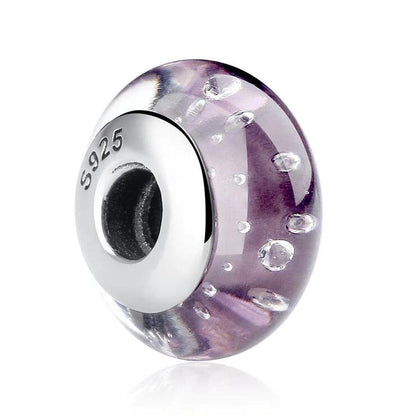 Purple bubble European Murano Glass Beads