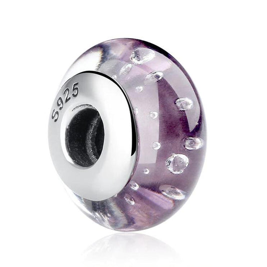 Purple bubble European Murano Glass Beads