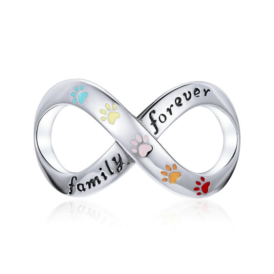 Family Forever Rainbow Paws Infinite Love Charm