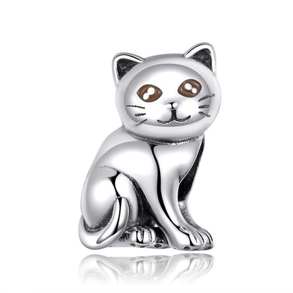 Cute Baby Cat Silver Beads Charm