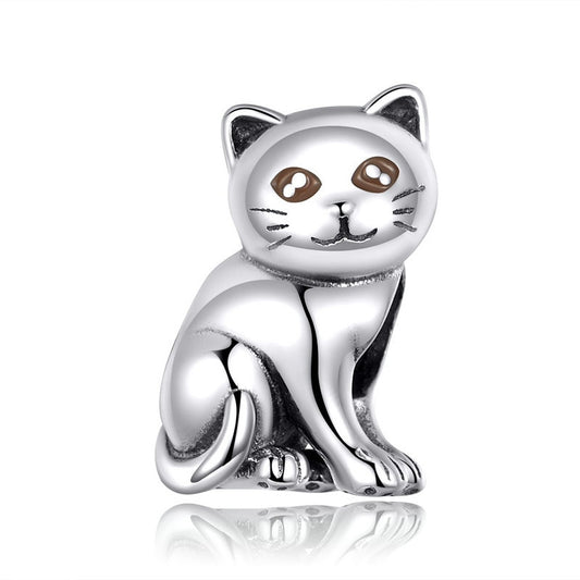 Cute Baby Cat Silver Beads Charm