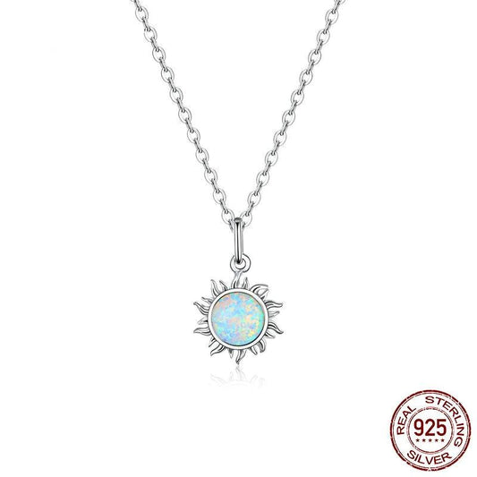 White Opal Sun Pendant with Apollo Chain Necklaces - Charmadise