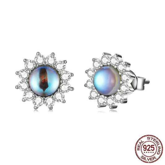 Dazzling Sunflower Moonstone Zircon Stud - Charmadise