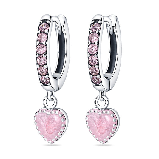 Pink Romantic Heart Pendant Earrings - Charmadise