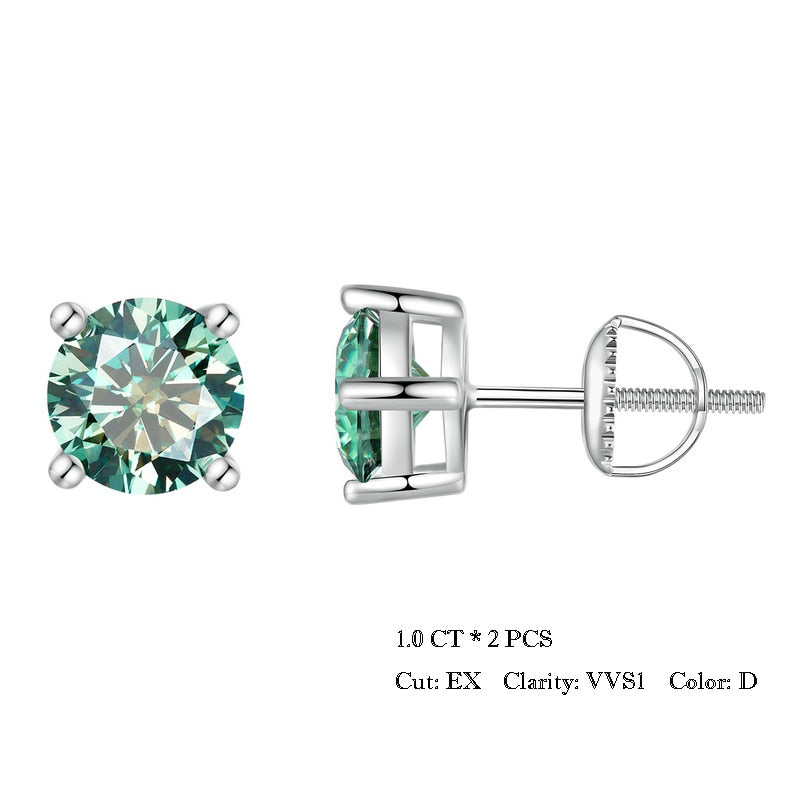 Moissanite Earrings (Silver | Green)