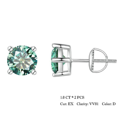 Moissanite Earrings (Silver | Green)