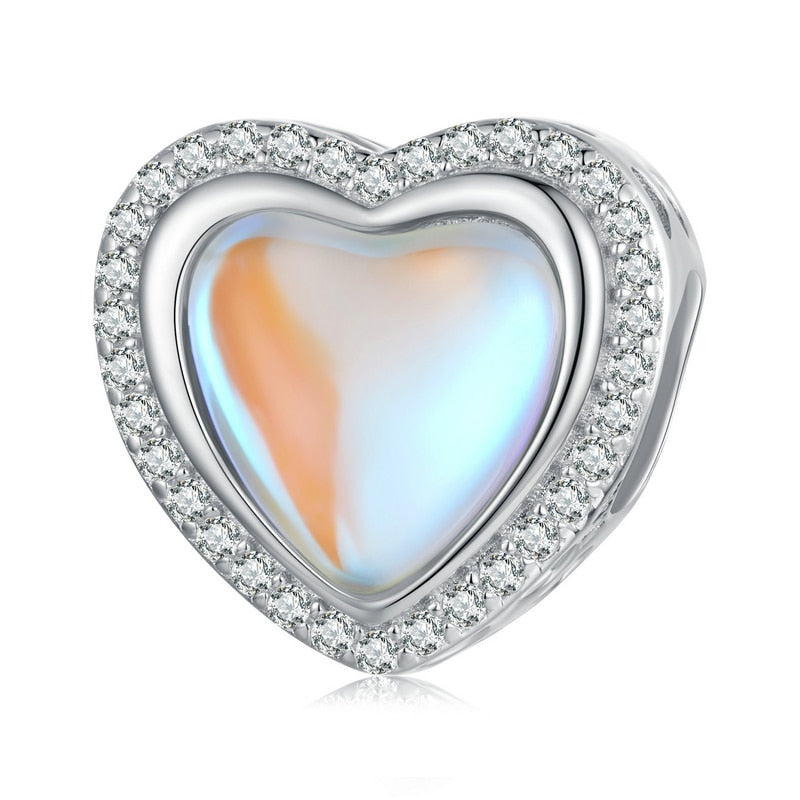 Heart-shaped Transparent Glass with Zircon Love Bead - Charmadise