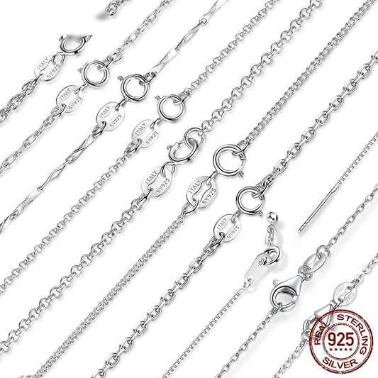 Classic Basic Chain 100% 925 Sterling Silver Lobster Clasp - Charmadise