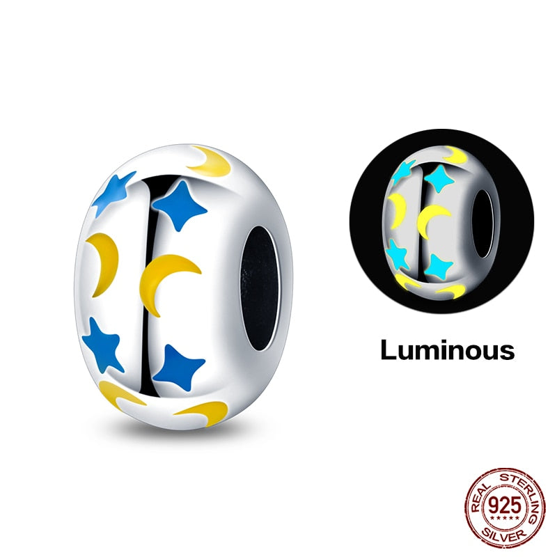 Stars & Moon Round Luminous Beads (Glows in the dark) - Charmadise