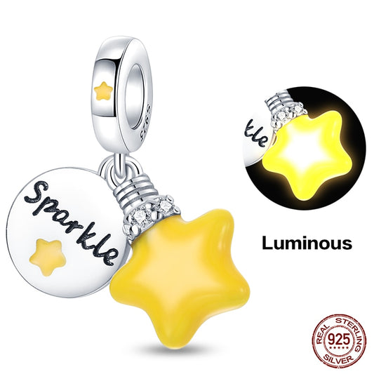 Yellow Star Luminous Charm Beads (Glows in the dark) - Charmadise